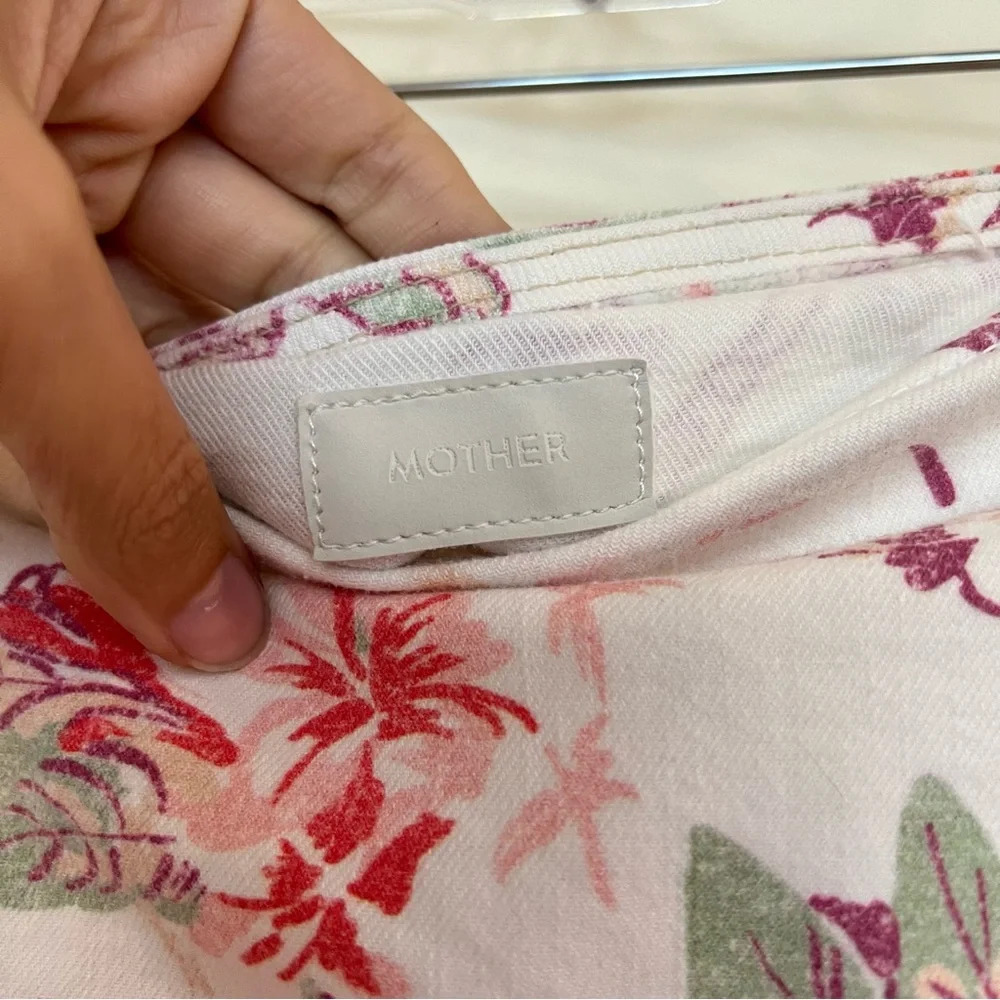 Mother The Ruffle White Hawaiian Summer Beach Print Denim Mini Skirt in Aloha 26 - Picture 5 of 7